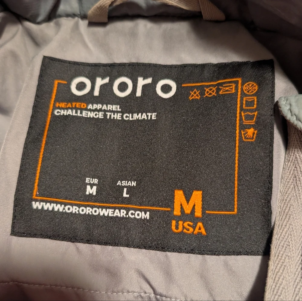 ORORO Men’s Heated Puffer Vest Medium Gray Full Zip Insulated NO Battery - Picture 6 of 8